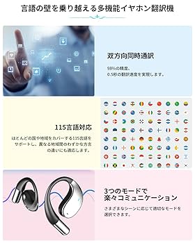 Bluetooth翻訳ワイヤレスイヤホン32ヶ国言語対応通話充電ボックス付き Amazon.co.jp: イヤホン翻訳機【2025新登場】ワイヤレスイヤホン